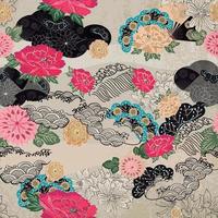 patrón vintage con motivos florales de estilo oriental, perfecto para decoración y textiles vector