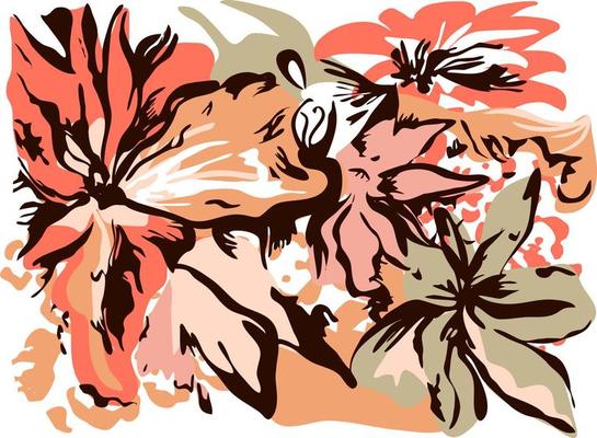 Drawing floral abstract and minimalist perfect for textiles