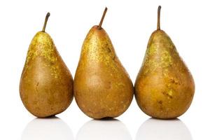 Fresh pears on white background photo