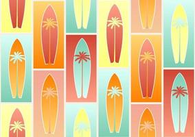 diseño de patrones con tablas de surf, gradientes lindos y coloridos de moda para la decoración de verano vector