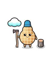 Character cartoon of peanut as a woodcutter vector