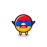 linda mascota de la bandera de armenia con una expresión de bostezo vector