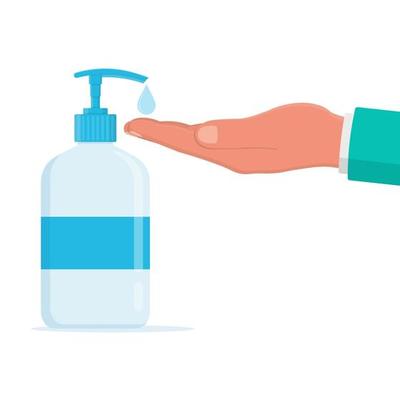 liquid soap for hand disinfection. soap in a plastic bottle with a dispenser. concept of combating viruses and bacteria. man washes his hands with soap.