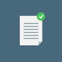 file or document flat icon with green checkmark. vector