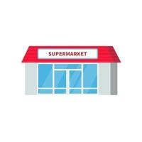 cartoon supermarket or store building in flat style. vector