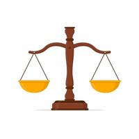 Scales of Justice icon. Symbol of the balance of law. Scales in flat design. vector