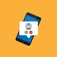 Incoming call on the screen of a smartphone with the image of the caller. vector