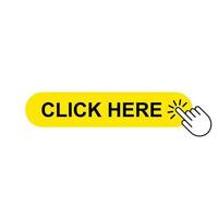 Hand cursor icon with yellow button click here For links to links on the website. vector