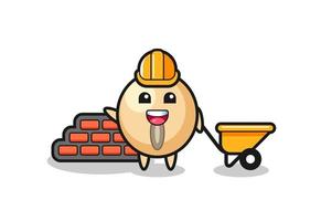 Cartoon character of soy bean as a builder vector