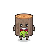 the cute tree stump character with puke vector