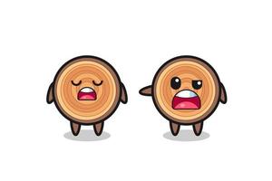 illustration of the argue between two cute wood grain characters vector