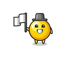 Cartoon character of egg yolk holding a flag vector