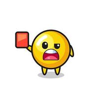 egg yolk cute mascot as referee giving a red card vector