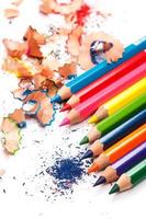 Multicolored pencils and shavings photo