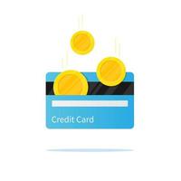 credit card and gold coin vector