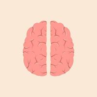 Brain or mind top view line art color vector icon for medical apps and websites.