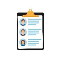 a list of candidates for the workplace with a brief summary of each of the principals. selection of employees. vector