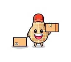 Mascot Illustration of peanut as a courier vector