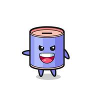 cylinder piggy bank cartoon with very excited pose vector