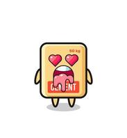 the falling in love expression of a cute cement sack with heart shaped eyes vector