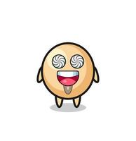 cute soy bean character with hypnotized eyes vector