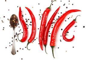 Red chili and dried pepper seeds photo