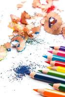 Multicolored pencils and shavings photo