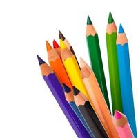 Multicolored pencils on white background photo