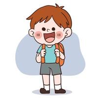 back to school concept.doodle art.A happy little boy going to school. vector cartoon character