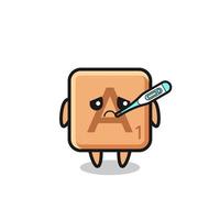 scrabble mascot character with fever condition vector