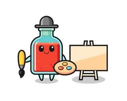 Illustration of square poison bottle mascot as a painter vector