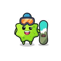 Illustration of splat character with snowboarding style vector