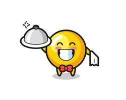 Character mascot of egg yolk as a waiters vector