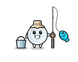 Mascot character of plate as a fisherman vector