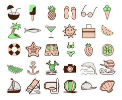 Summer rest, vector icons set