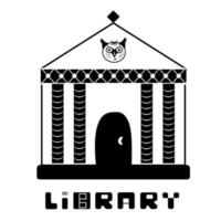 biblioteca, edificio con búho vector