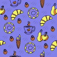 Desserts, bright seamless pattern vector