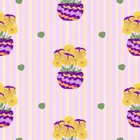 Pansies, striped seamless pattern vector