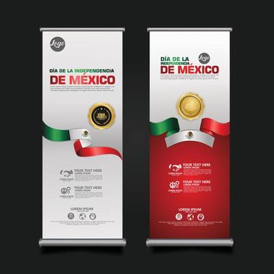 Mexico Independence Day Celebration, roll up banner set design Template. vector illustration