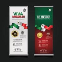 celebración del día de la independencia de méxico, plantilla de diseño de conjunto de banner enrollable. ilustración vectorial vector