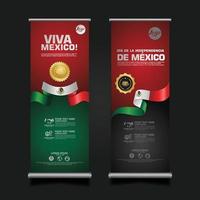 celebración del día de la independencia de méxico, plantilla de diseño de conjunto de banner enrollable. ilustración vectorial vector