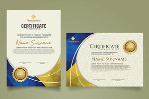 Set modern certificate template with triangle geometric polygon on circular lines ornate background. vector illustrations