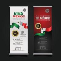 celebración del día de la independencia de méxico, plantilla de diseño de conjunto de banner enrollable. ilustración vectorial vector
