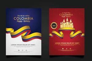 Set Colombia Day background template. vector