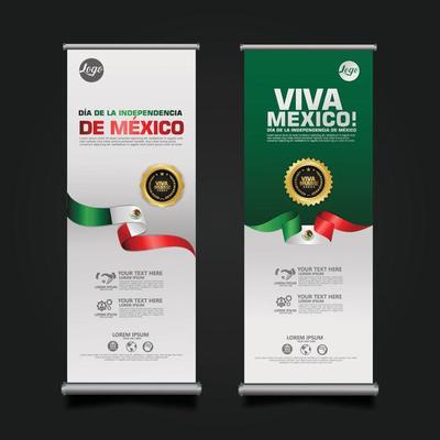 Mexico Independence Day Celebration, roll up banner set design Template. vector illustration