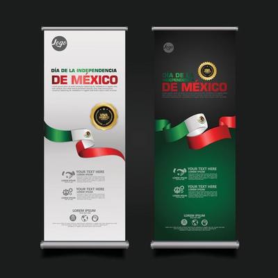 Mexico Independence Day Celebration, roll up banner set design Template. vector illustration