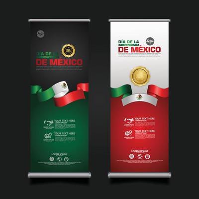 Mexico Independence Day Celebration, roll up banner set design Template. vector illustration