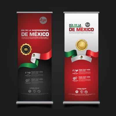 Mexico Independence Day Celebration, roll up banner set design Template. vector illustration