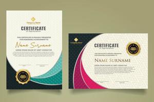 Set modern certificate template with realistic texture diamond shaped on the ornament and modern pattern background vector