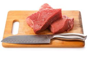 Knife and meat photo
